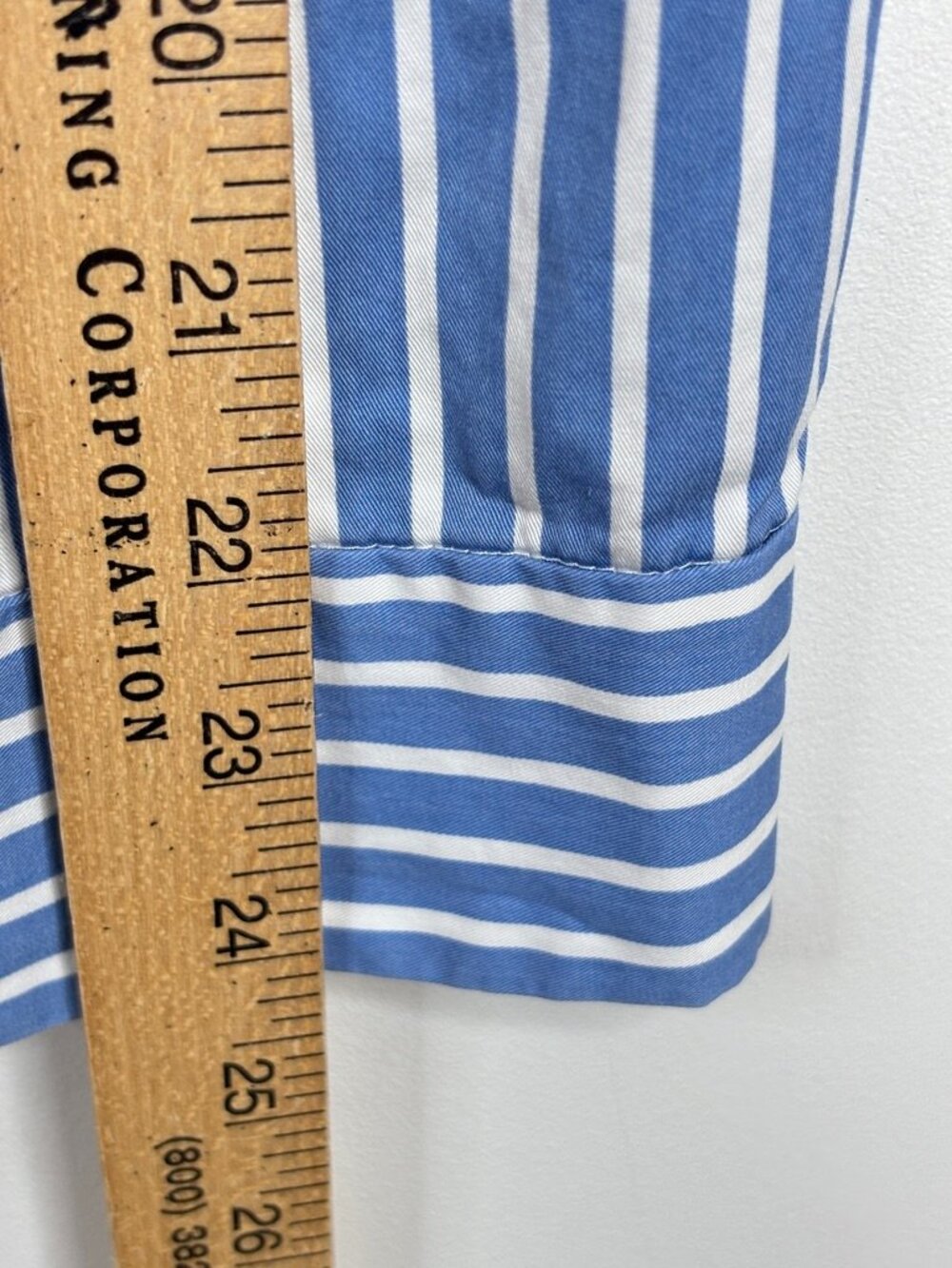 COS Striped Button Down Shirt 8 Blue White Boxy Slight Crop Oxford Minimalist - Picture 9 of 9